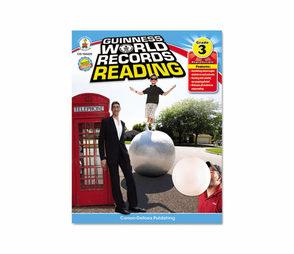 CDP104420 Guiness World Record Reading, Grade 3, 128 pages By CARSON-DELLOSA PUBLISHING