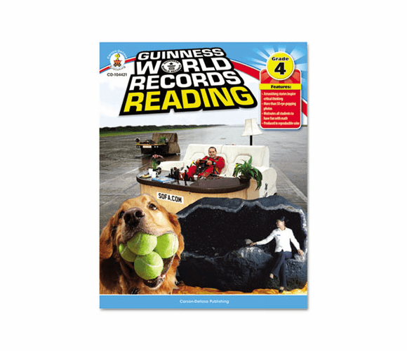 CDP104421 Guiness World Record Reading, Grade 4, 128 pages By CARSON-DELLOSA PUBLISHING