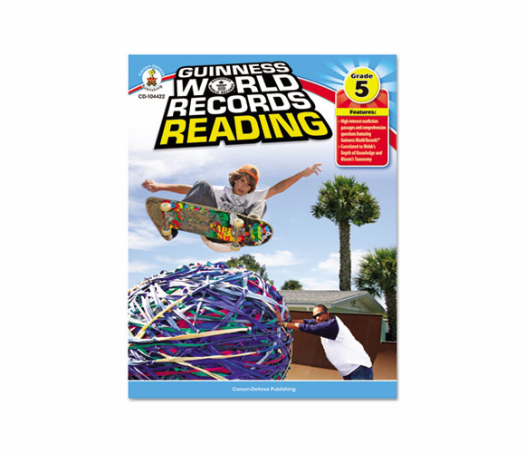 CDP104422 Guiness World Record Reading, Grade 5, 128 pages By CARSON-DELLOSA PUBLISHING