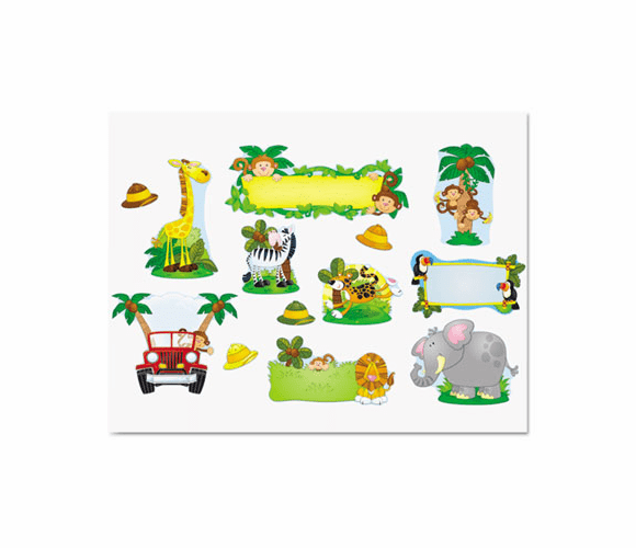 CDP110152 Jungle Safari Bulletin Board Set, Various Animals, Assorted Colors By CARSON-DELLOSA PUBLISHING