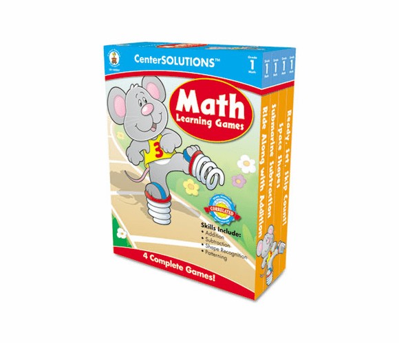 CDP140051 Math Learning Games, Four Game Boards, 2-4 Players, Grade 1 By CARSON-DELLOSA PUBLISHING