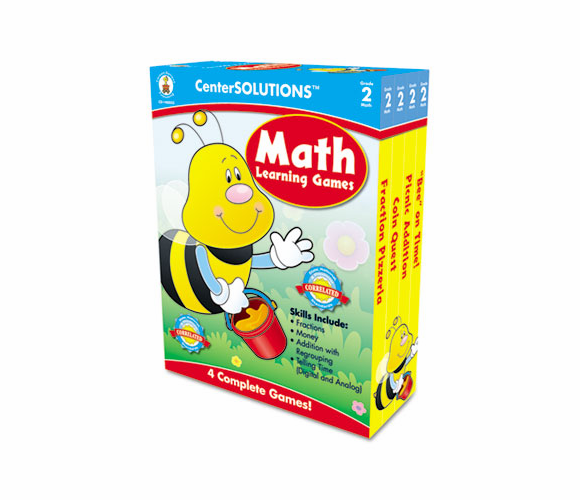 CDP140052 Math Learning Games, Four Game Boards, 2-4 Players, Grade 2 By CARSON-DELLOSA PUBLISHING