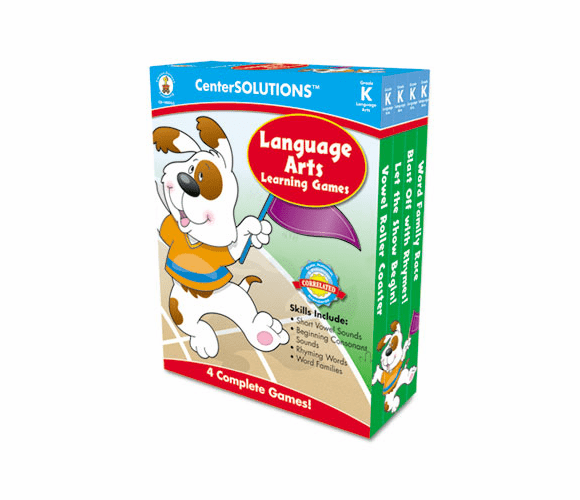 CDP140053 Language Arts Learning Games, Four Game Boards, 2-4 players, Kindergarten By CARSON-DELLOSA PUBLISHING