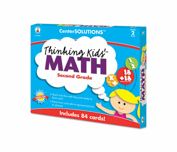 CDP140078 CenterSOLUTIONS Thinking Kids Math Cards, Grade 2 Level By CARSON-DELLOSA PUBLISHING