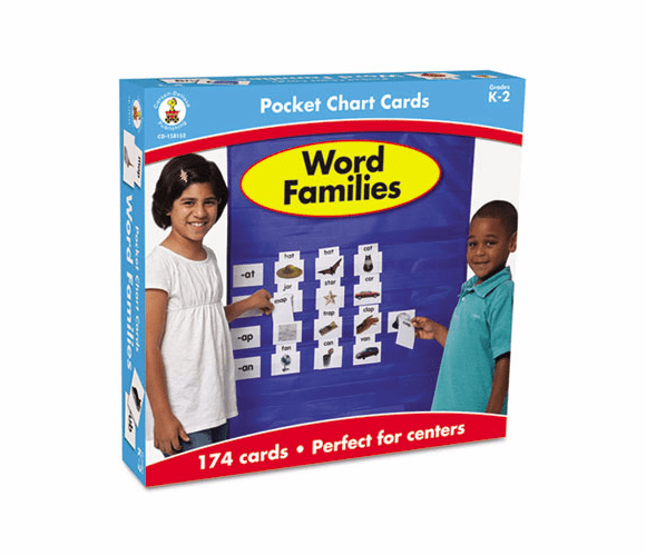 CDP158152 Word Families Cards for Pocket Chart, 4 x 2 3/4, 164 Cards, Ages 4-5 By CARSON-DELLOSA PUBLISHING