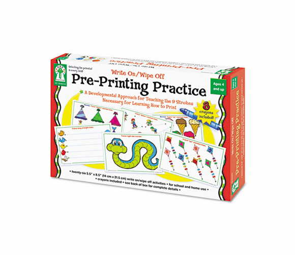 CDP846034 Write-On/Wipe-Off Pre-Printing Practice Activity Set, Ages 4 and Up By CARSON-DELLOSA PUBLISHING