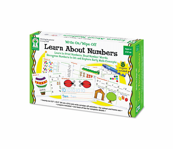 CDP846036 Write-On/Wipe-Off Learn About Numbers Activity Set, Ages 4 and Up By CARSON-DELLOSA PUBLISHING