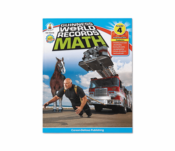 CDPCD104418 Guiness Word Records Math, Grade 4, 128 pages By CARSON-DELLOSA PUBLISHING