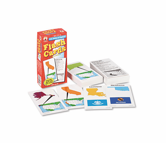 CDPCD3913 Flash Cards, U.S. States and Capitals, 3w x 6h, 109/Pack By CARSON-DELLOSA PUBLISHING