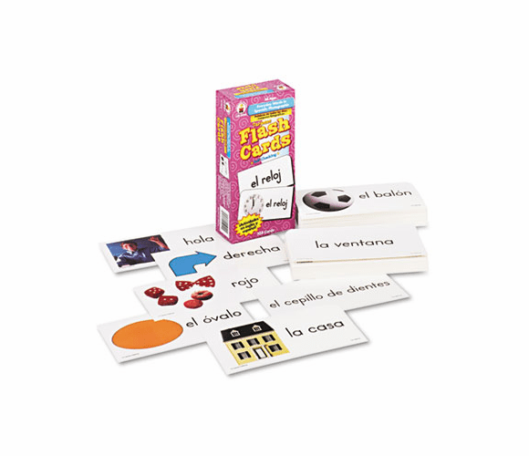 CDPCD3924 Flash Cards, Everyday Words in Spanish: Photographic, 3w x 6h, 104/Pack By CARSON-DELLOSA PUBLISHING