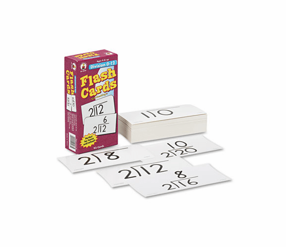 CDPCD3929 Flash Cards, Division Facts 0-12, 3w x 6h, 93/Pack By CARSON-DELLOSA PUBLISHING