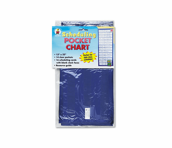CDPCD5615 Scheduling Pocket Chart with 16 Cards, Guide, Hanging Grommets, 12 x 33 By CARSON-DELLOSA PUBLISHING