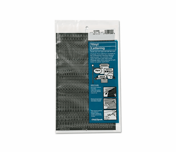 CHA01000 Press-On Vinyl Letters & Numbers, Self Adhesive, Black, 1/4"h, 610/Pack By CHARTPAK/PICKETT
