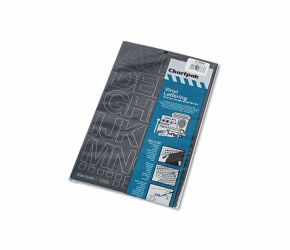 CHA01040 Press-On Vinyl Letters & Numbers, Self Adhesive, Black, 1 1/2"h, 37/Pack By CHARTPAK/PICKETT