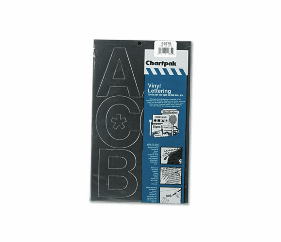 CHA01070 Press-On Vinyl Uppercase Letters, Self Adhesive, Black, 3"h, 50/Pack By CHARTPAK/PICKETT