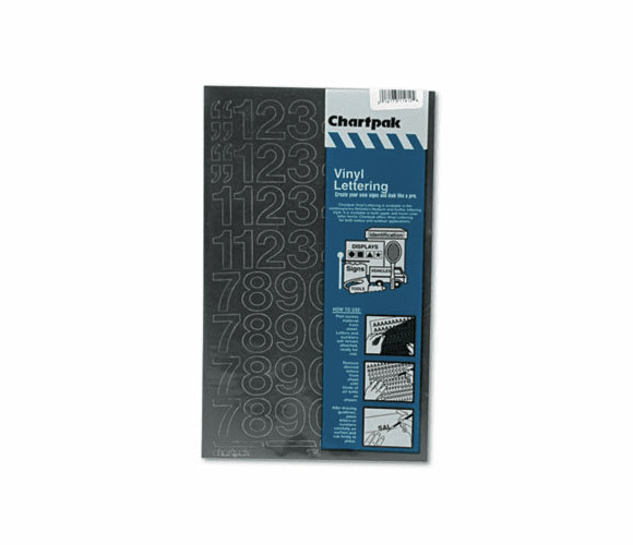 CHA01130 Press-On Vinyl Numbers, Self Adhesive, Black, 1"h, 44/Pack By CHARTPAK/PICKETT