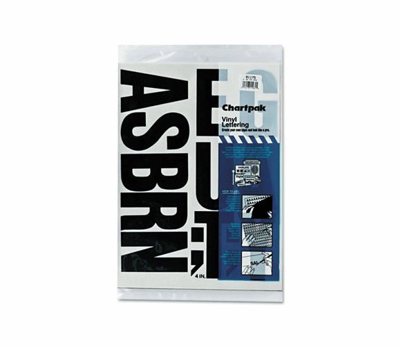 CHA01175 Press-On Vinyl Uppercase Letters, Self Adhesive, Black, 4"h, 58/Pack By CHARTPAK/PICKETT