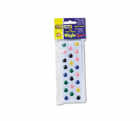 CKC343801 Peel 'N Stick Wiggle Eyes, Assorted Sizes, Assorted Colors, 125/Pack By THE CHENILLE KRAFT COMPANY