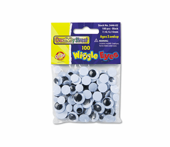 CKC344602 Wiggle Eyes Assortment, Assorted Sizes, Black, 100/Pack By THE CHENILLE KRAFT COMPANY