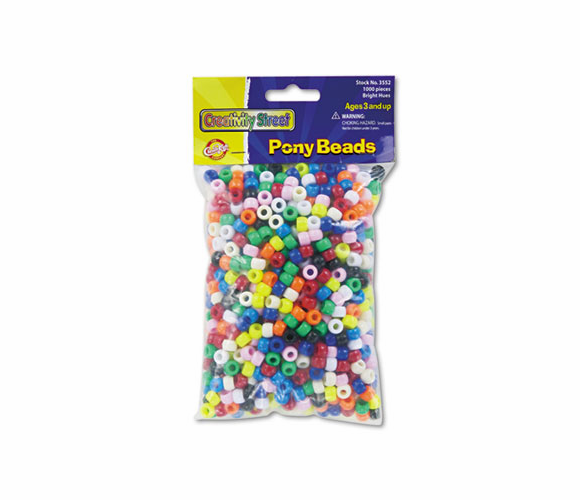CKC3552 Pony Beads, Plastic, 6mm x 9mm, Assorted Colors, 1000/Pack By THE CHENILLE KRAFT COMPANY