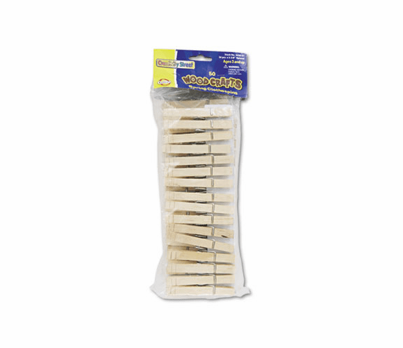 CKC365801 Wood Spring Clothespins, 3 3/8 Length, 50 Clothespins/Pack By THE CHENILLE KRAFT COMPANY