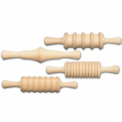 CKC3748 Wood Rolling Pin Set for Clay, Four Different Patterns By THE CHENILLE KRAFT COMPANY