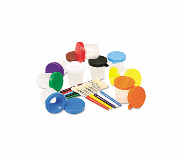 CKC5104 No-Spill Cups & Coordinating Brushes, Assorted Colors, 10/Pack By THE CHENILLE KRAFT COMPANY