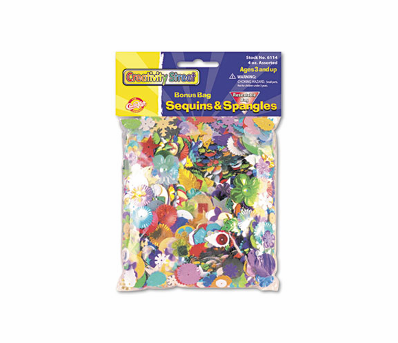 CKC6114 Sequins & Spangles, Assorted Metallic Colors, 4 oz/Pack By THE CHENILLE KRAFT COMPANY