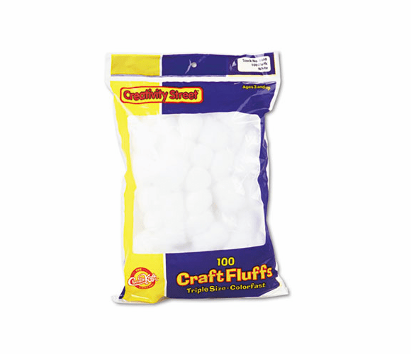 CKC6400 Craft Fluffs, White, 100/Pack By THE CHENILLE KRAFT COMPANY
