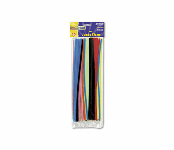 CKC711001 Jumbo Stems, 12" x 6mm, Metal Wire, Polyester, Assorted, 100/Pack By THE CHENILLE KRAFT COMPANY