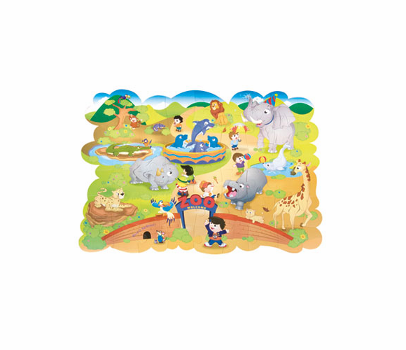 CKC95177 Zoo Animals Floor Puzzle, Cardboard, 54 Pieces, 4 ft. x 3 ft., Ages 3 and Up By THE CHENILLE KRAFT COMPANY