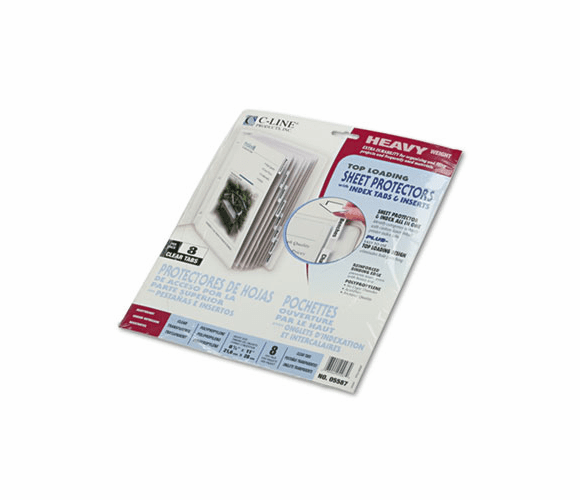 CLI05587 Polypropylene Sheet Protectors with Index Tabs, Clear Tabs, 11 x 8 1/2, 8/ST By C-LINE PRODUCTS, INC