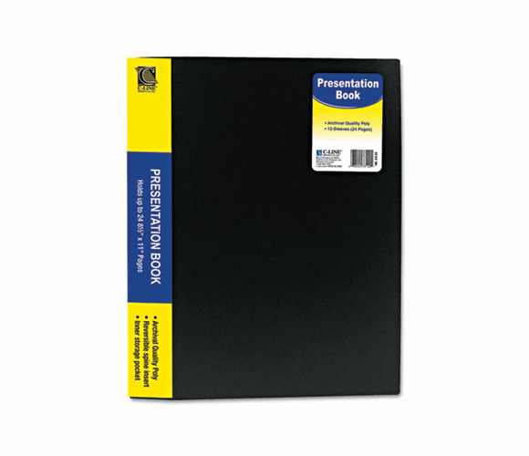 CLI33120 Bound Sheet Protector Presentation Book, 12 Sleeves, 11 x 8-1/2, Black By C-LINE PRODUCTS, INC