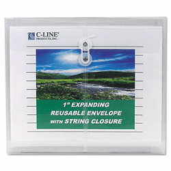 CLI35117 Biodegradable Poly Envelope, String Closure, 1 Inch Gusset, 9 4/5 x 11 3/4,Clear By C-LINE PRODUCTS, INC