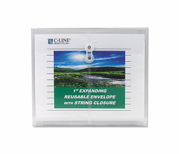 CLI35117 Biodegradable Poly Envelope, String Closure, 1 Inch Gusset, 9 4/5 x 11 3/4,Clear By C-LINE PRODUCTS, INC