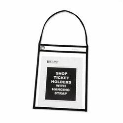 CLI41922 Shop Ticket Holder with Strap, Black, Stitched, Both Sides Clear, 9 x 12, 15/BX By C-LINE PRODUCTS, INC