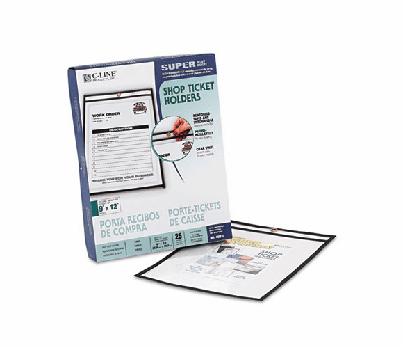 CLI46912 Shop Ticket Holders, Stitched, Both Sides Clear, 9 x 12, 25/BX By C-LINE PRODUCTS, INC