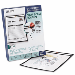 CLI46912 Shop Ticket Holders, Stitched, Both Sides Clear, 9 x 12, 25/BX By C-LINE PRODUCTS, INC