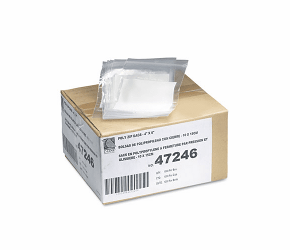 CLI47246 Write-On Recloseable Small Parts Bags, Poly, 4 x 6, Clear, 1000/Carton By C-LINE PRODUCTS, INC