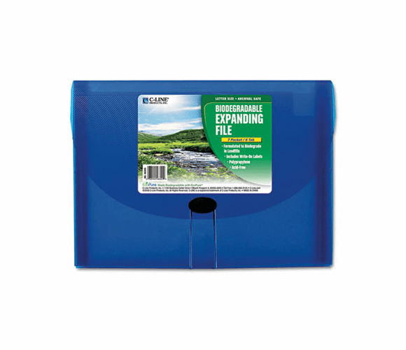 CLI48305 7-Pocket Biodegradable Expanding File, Letter, Blue By C-LINE PRODUCTS, INC
