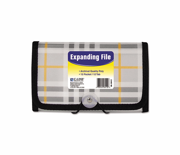 CLI58412 Expanding File, Plaid, Coupon, 13 pockets, 1.5" Exp., 1/EA By C-LINE PRODUCTS, INC