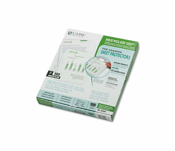 CLI62029 Recycled Polypropylene Sheet Protector, Reduced Glare, 11 x 8 1/2, 100/BX By C-LINE PRODUCTS, INC