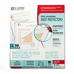 CLI62037 Standard Weight Polypropylene Sheet Protector, Clear, 11 x 8 1/2, 50/BX By C-LINE PRODUCTS, INC