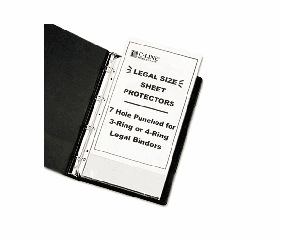 CLI62047 Hvywt Poly Sht Prtctor, Clear, Punched for 3 or 4-Ring Binder, 14 x 8 1/2, 50/BX By C-LINE PRODUCTS, INC