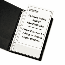 CLI62047 Hvywt Poly Sht Prtctor, Clear, Punched for 3 or 4-Ring Binder, 14 x 8 1/2, 50/BX By C-LINE PRODUCTS, INC