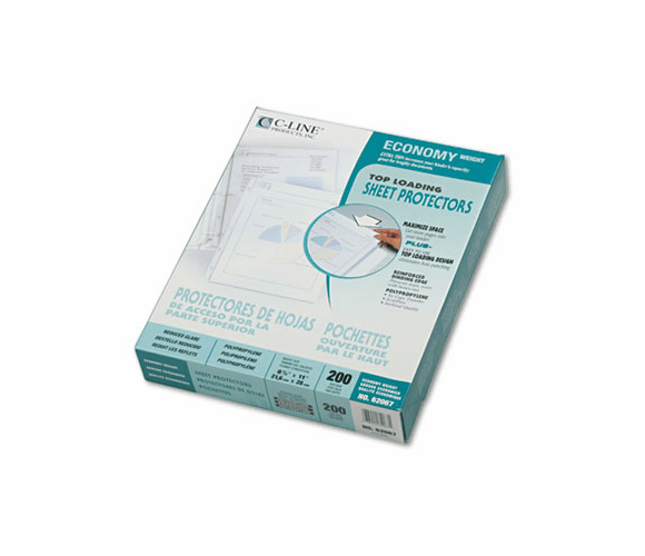 CLI62067 Economy Weight Poly Sheet Protector, Reduced Glare, 11 x 8 1/2, 200/BX By C-LINE PRODUCTS, INC