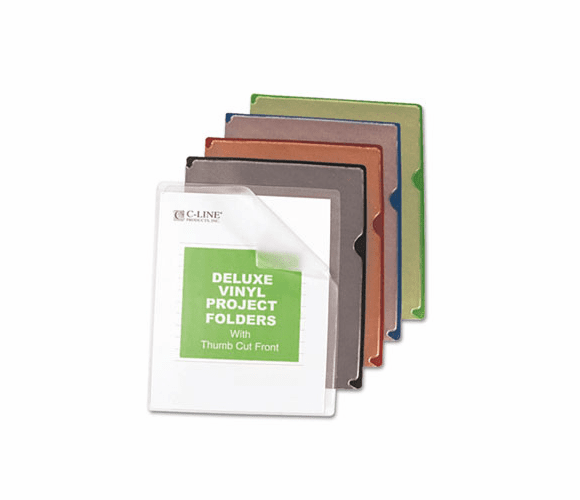CLI62150 Deluxe Project Jacket Folders, Letter, Vinyl, Black/Blue/Clear/Green/Red, 35/Box By C-LINE PRODUCTS, INC