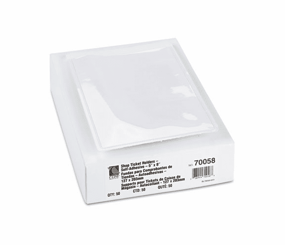 CLI70058 Self-Adhesive Shop Ticket Holders, 5 x 8, 50/BX By C-LINE PRODUCTS, INC