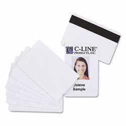 CLI89017 PVC ID Badge Card, Magnetic Stripe, 3-3/8 x 2-1/8, White, 100/Pack By C-LINE PRODUCTS, INC
