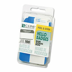 CLI92235 Self-Adhesive Name Badges, 3-1/2 x 2-1/4, Blue, 100/Box By C-LINE PRODUCTS, INC